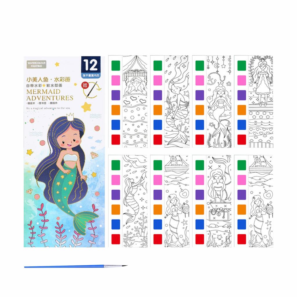 Портативная детская акварельная раскраска со встроенной краской и порошком