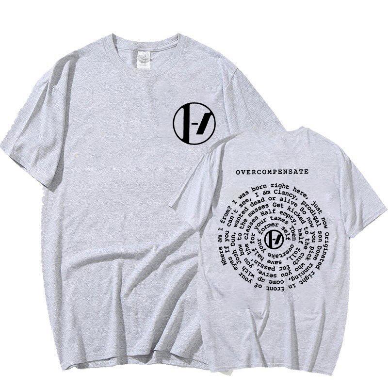 Футболка с принтом текста песни Twenty One Pilots Overcompensate The Clancy World Tour 2025 Футболки Мужская Женская Мода Рок Хип-Хоп Футболки