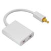 Dual Port Toslink Digital Optical O Splitter Adapter O Cable 1 In 2 Out White