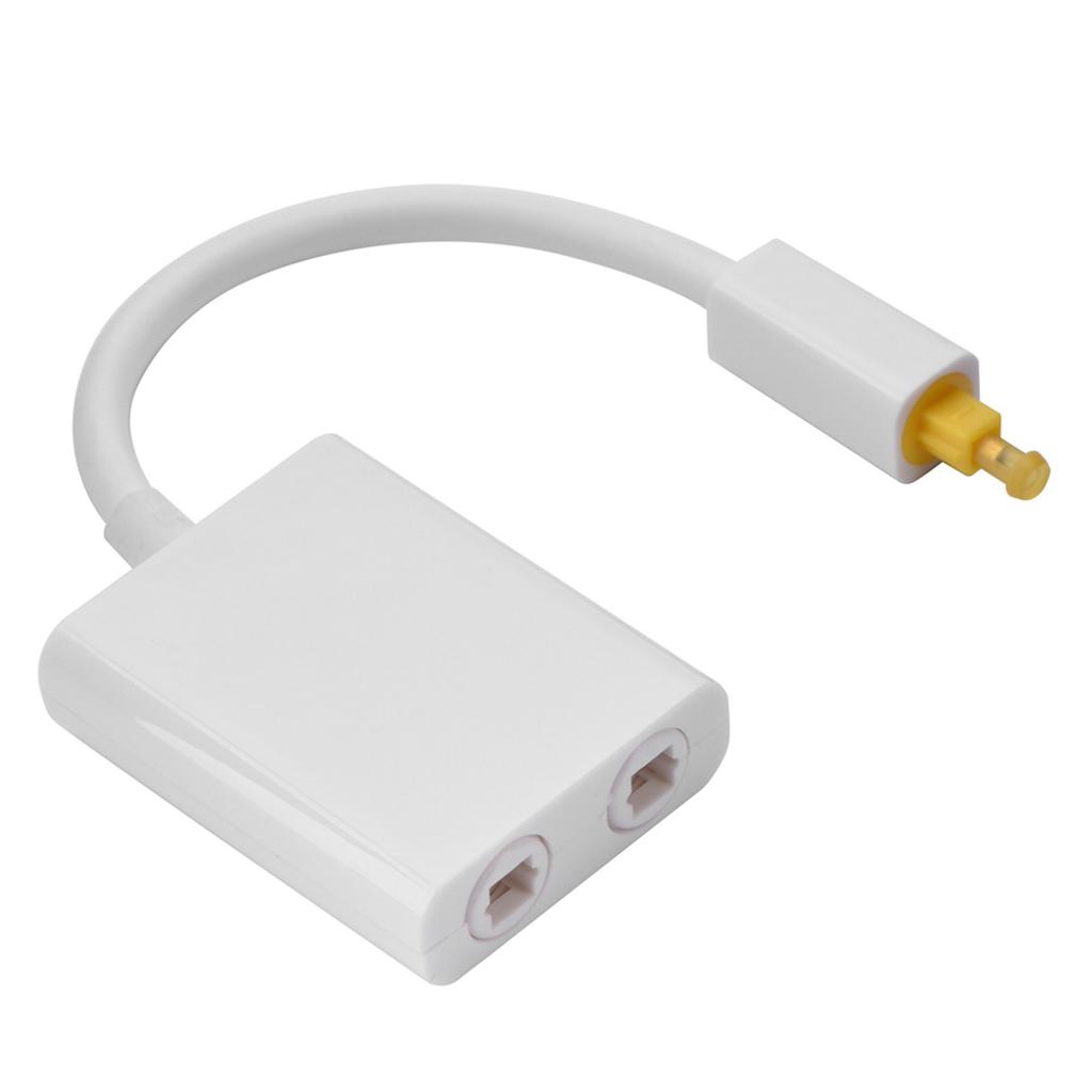Dual Port Toslink Digital Optical O Splitter Adapter O Cable 1 In 2 Out White