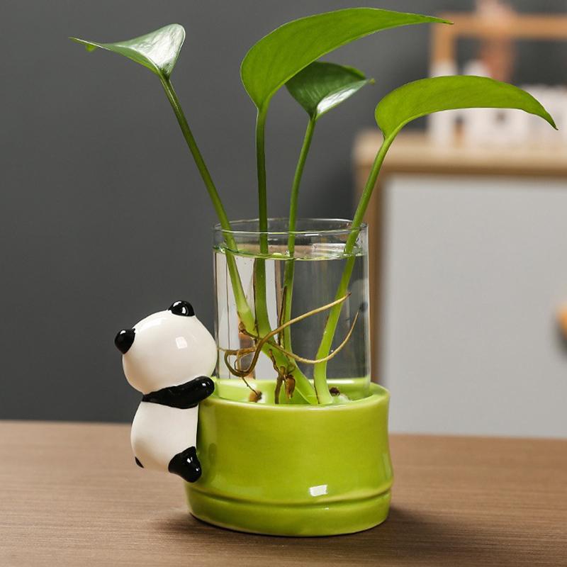 Керамика Цветочные композиции Украшения Стеклянное искусство DIY Цветочные сосуды Креативная панда Гидропонная ваза Милые украшения для дома