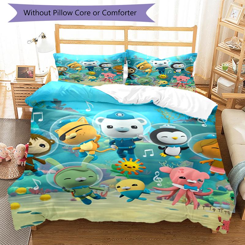 3pcs The Octonauts Bedding Set Duvet Cover Closure Includes 1 Duvet Cover & 2 Pillowcases, Soft and Comfortable for All Seasons.