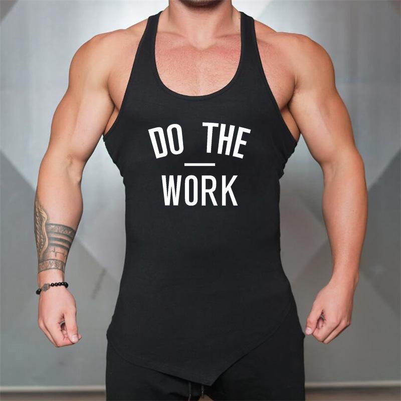 Men's Muscle Bodybuilding Fitness Vest - Round Neck, Irregular Hem, Pure Cotton