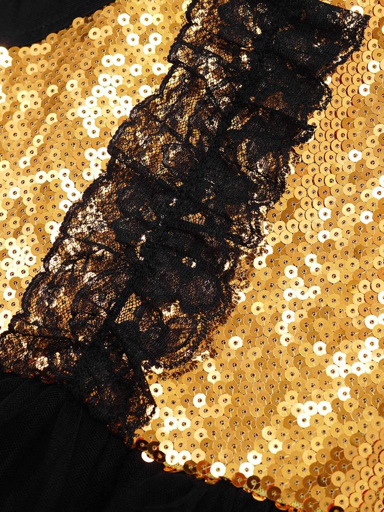 Детское балетное платье-пачка с блестками для девочек, гимнастическое трико с лямкой на шее, современный костюм для латинских джазовых танцев