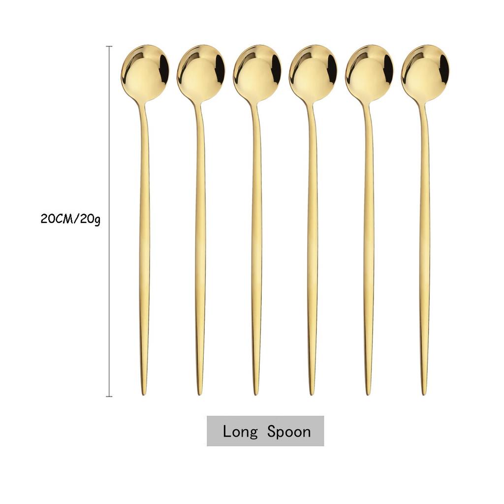 6 шт./компл., красочная ложка с длинной ручкой, столовая посуда, посуда для сока, кофе, перемешивающая посуда, ложка для мороженого, набор столовых приборов, кухонные инструменты