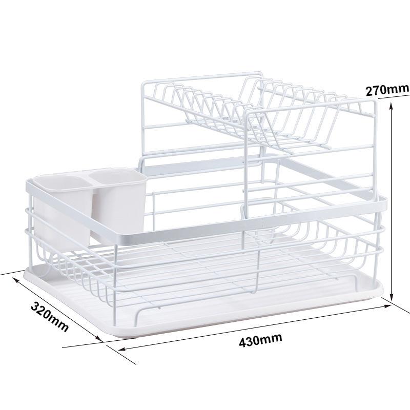 2-Tier Dish Drying Rack, Large Capacity Dish Rack, Dish Drainer with Cutlery Holder, Removable Drip Tray, Cup Holder, Kitchen Counter Drainers