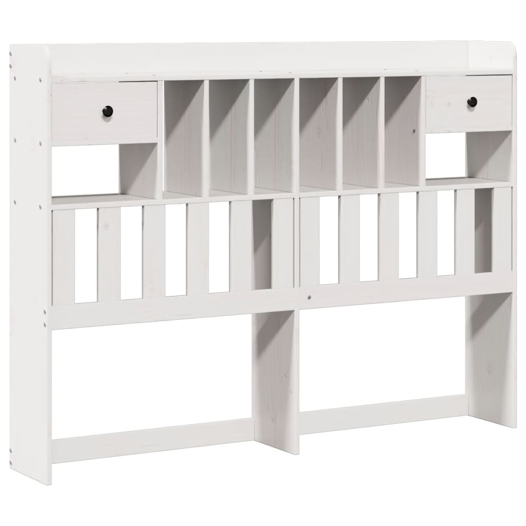Solid Wood Bed with Shelf Without Mattress White 140x190 cm Pine
