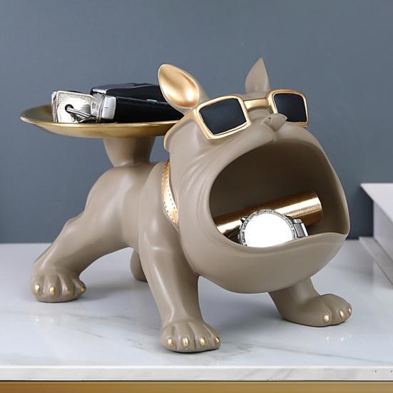 Фигурка собаки с большим ртом, подставка для хранения ключей, мультяшный щенок, статуэтка из смолы, ювелирные изделия, безделушка, контейнер для ключей, коробка, животное, настольное украшение, орнамент