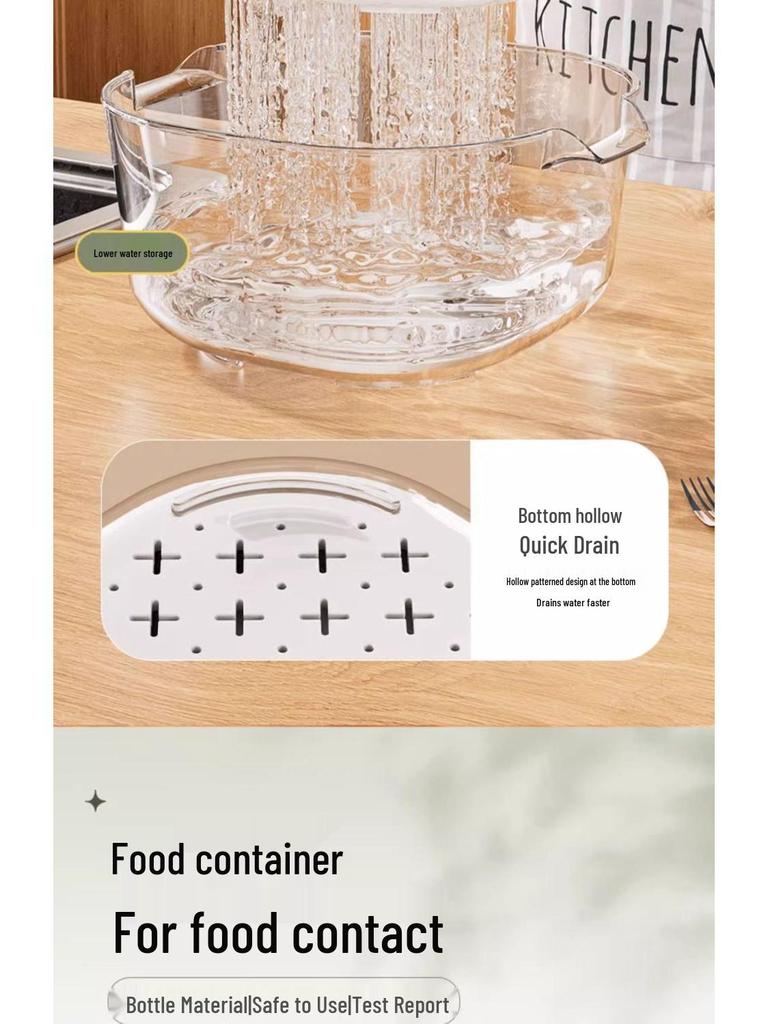 Double-Layer Kitchen Drain Basket for Fruits & Vegetables - Food-Grade Storage & Strainer