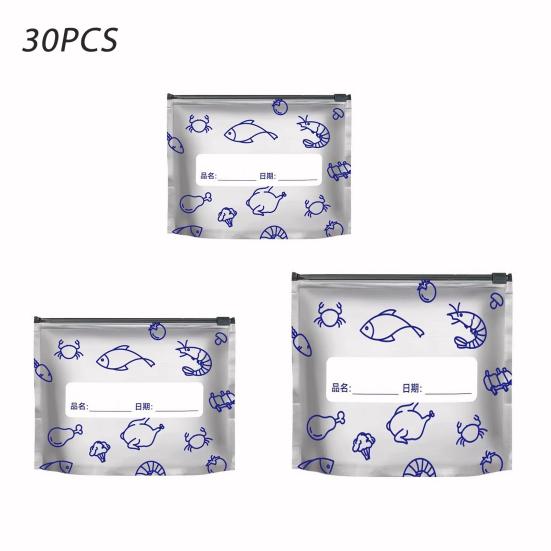 Aluminum Foil Sealed Bags Reusable Leakproof Heat Resistant Sealable Bags Vacuum Zippered Food Pouches with Label Stand-Up Bottom for Vegetable