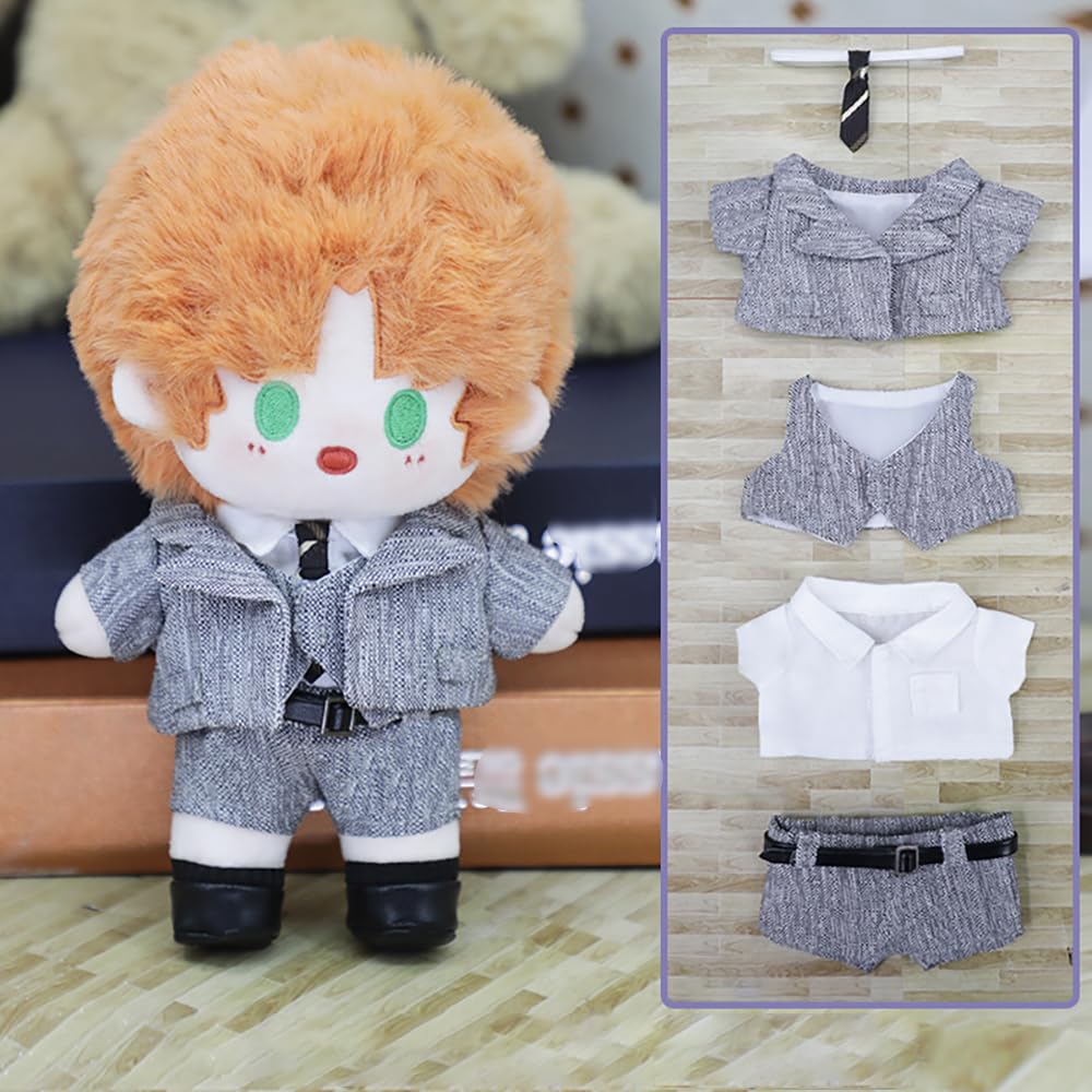 Niannyyhouse Plush Cotton 15cm/20cm Clothes Jacket, Vest, Shirt, Tie, Pants, Suit, Doll, Dress-Up (Beige 15cm)