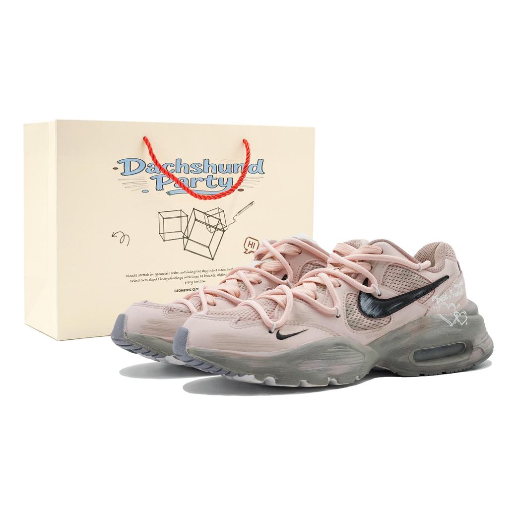 Nike Air Max Furiosa Cushioning Slip Resistant Low Top Running Shoes Unisex Pink White CJ1671-105(Team- S-BOX)-Random packaging bags