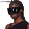 Oversized Punk Sunglasses Women Luxury Brand Designer Sports Sun Glasses For Men Fashion One-Piece Sunglass Outdoor Sport Goggle