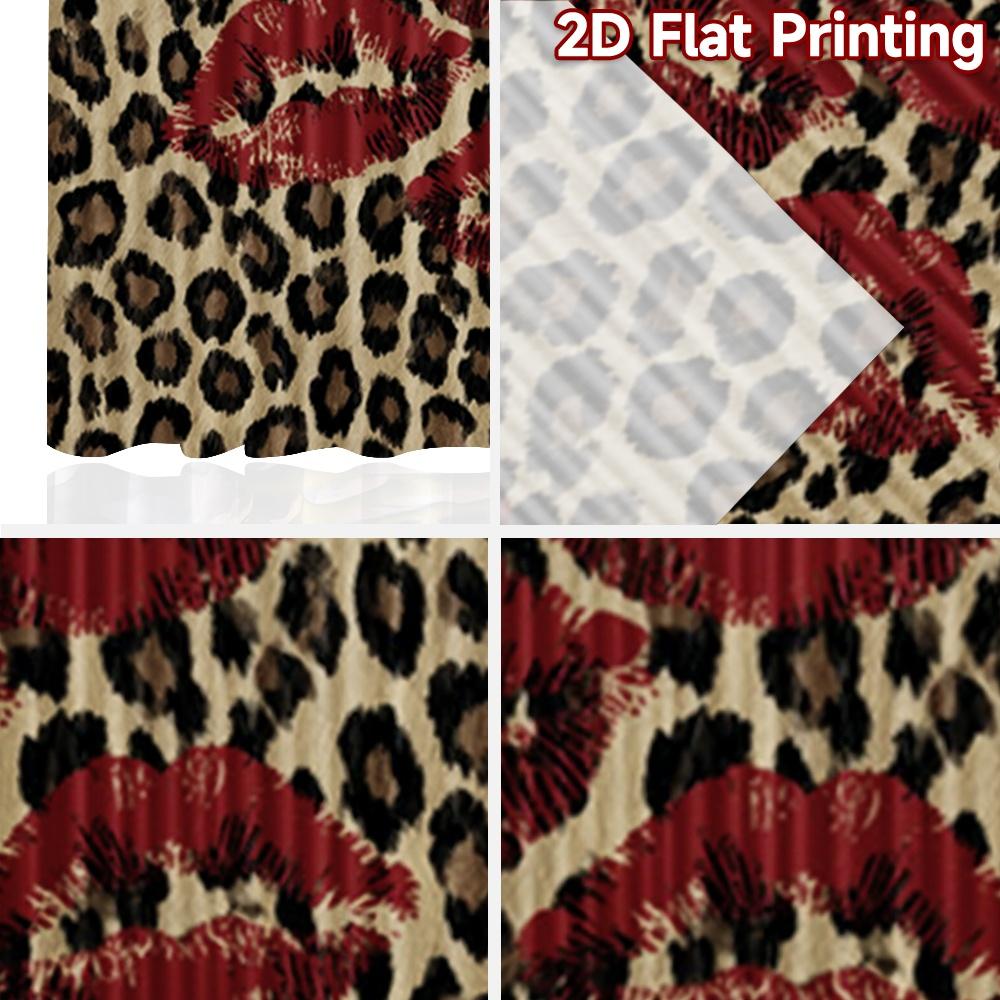 2D flat printing 2pcs Curtain Window Curtains Leopard Print with Lips Digital Printed Polyester Drapes All Season Party &