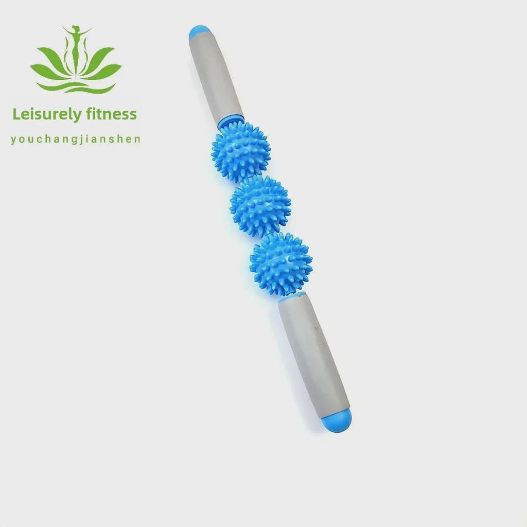 Массажный ролик «Ежик»: Йога-фитнес-палка с шипами для расслабления мышц (Варианты с 3 или 5 мячами)