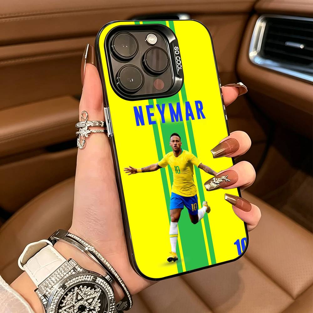 Футбольный чехол для телефона 10-N-Неймар для iPhone 17, 16, 15, 14, 13, 12, 11 Plus Pro Max Цветной Серебристый Чехол для телефона