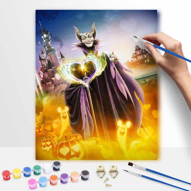 Disney digital oil painting Maleficent art handmade diy gift home decoration
