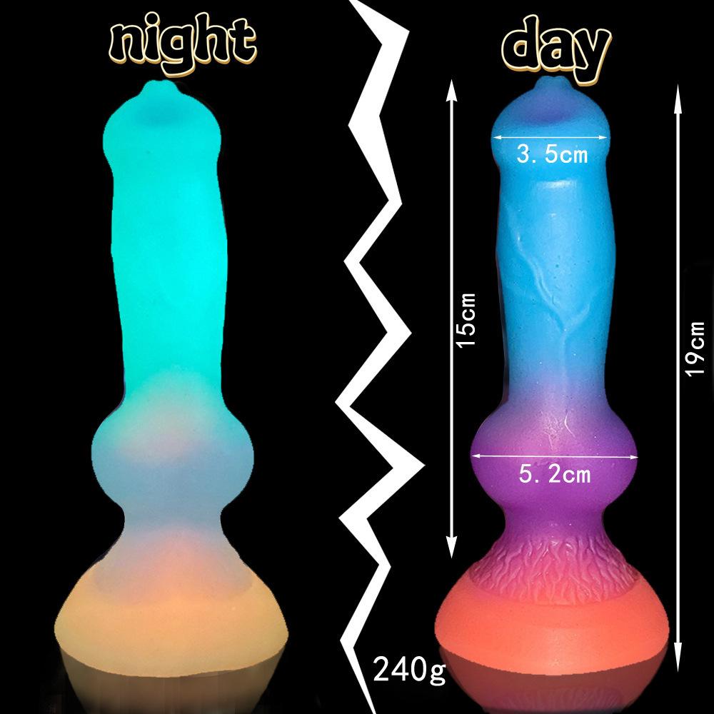 Светящийся в темноте реалистичный собачий дилдо - Фантазийная игрушка в форме животного для женщин, Взрослая секс-игрушка из жидкого силикона, Сверхмягкий стимулятор пениса