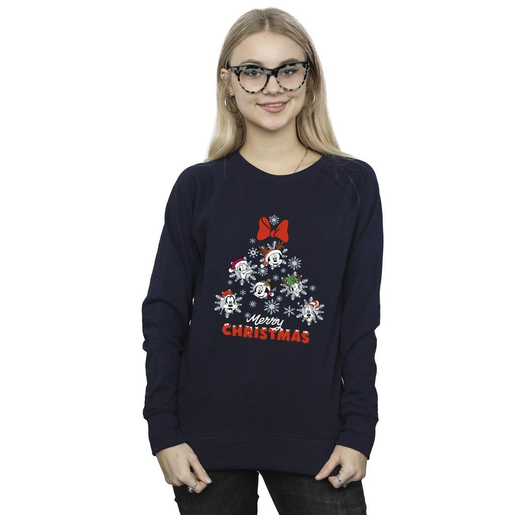 Disney Womens/Ladies Mickey Mouse And Friends Christmas Tree Sweatshirt