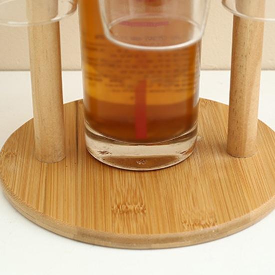 Bamboo Wine And Glass Storage Rack Red Wine Display Rack with Glass Holder Small Countertop Wine Holder for 1 Bottle And 6 Glasses