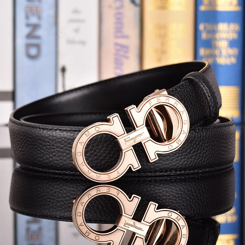 Salvatore Ferragamo 3.3cm Men's Belt Luxury Brand Designer Belt Suit Jeans Formal Brand