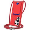 For Samsung Galaxy S26 Ultra Case Liquid Silicone Card Holder Back Phone Cover with Lanyard
