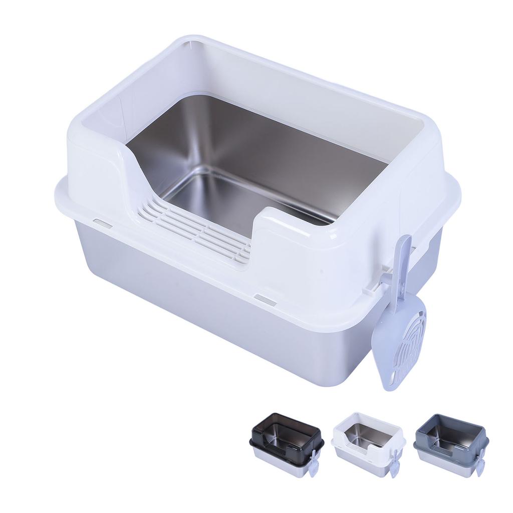 Металлический лоток для кошачьего туалета из нержавеющей стали 20 л, легко моется, не разбрызгивается, высокий бортик, большой лоток для кошачьего туалета