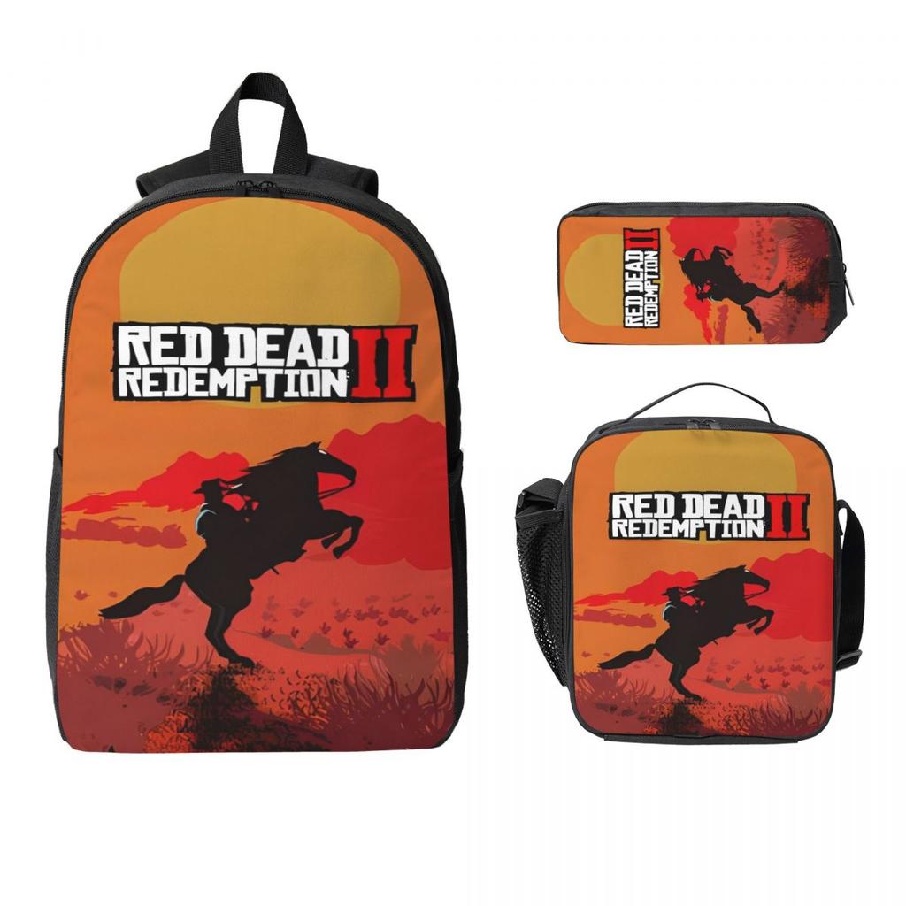 Набор рюкзаков с принтами Red Dead Redemption из 3 предметов для девочек и мальчиков, пеналы, наборы для школы с ланч-боксом, рюкзак