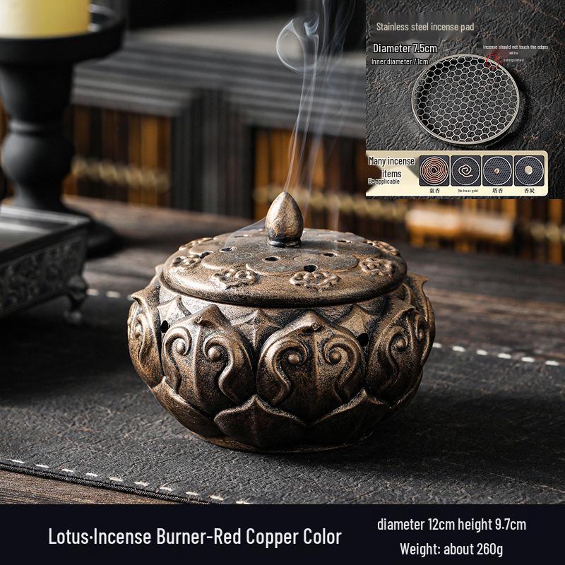 Zen Pagoda Black Pottery Ceramic Coil Incense Burner - Aromatherapy Holder for Home and Office