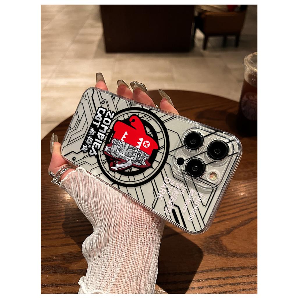 Mechanical Zombie Cat Anime TPU Phone Case For IPhone 15 14 13 12 11 Pro Max X XR XS 8 7 Plus, Clear Shockproof Protective Cover