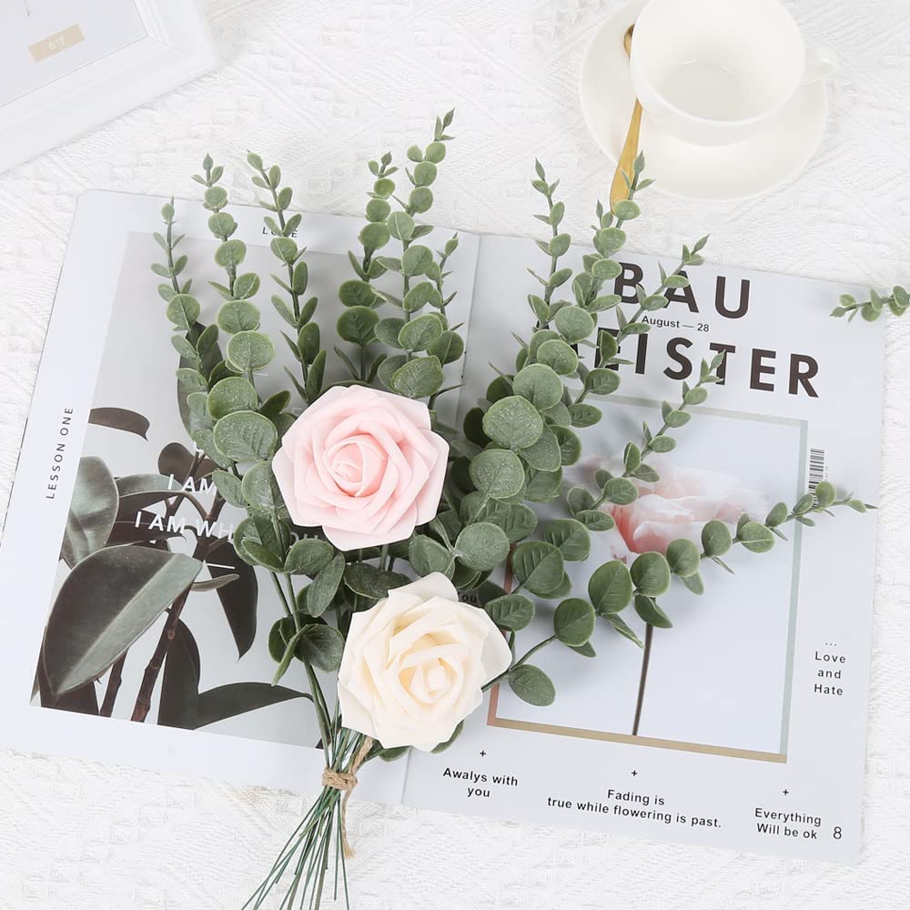 24 шт. Искусственные ветки, искусственные листья эвкалипта, искусственные стебли эвкалипта для цветочной композиции, свадебных букетов, украшения дома