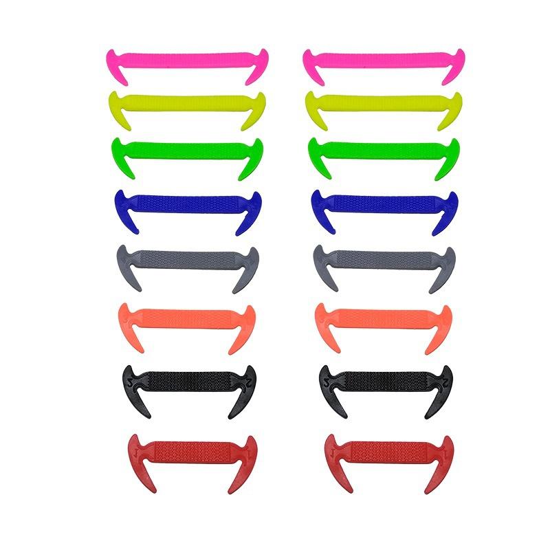 16pcs/Set Fashion Unisex Women Men Athletic Running No Tie Shoelaces Elastic Silicone Shoe Lace All Sneakers Fit Strap