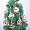 12PCS Wooden Painted Pendants Christmas Decorations Christmas Trees Hanging Decorations Gifts Window Displays Scene Layout