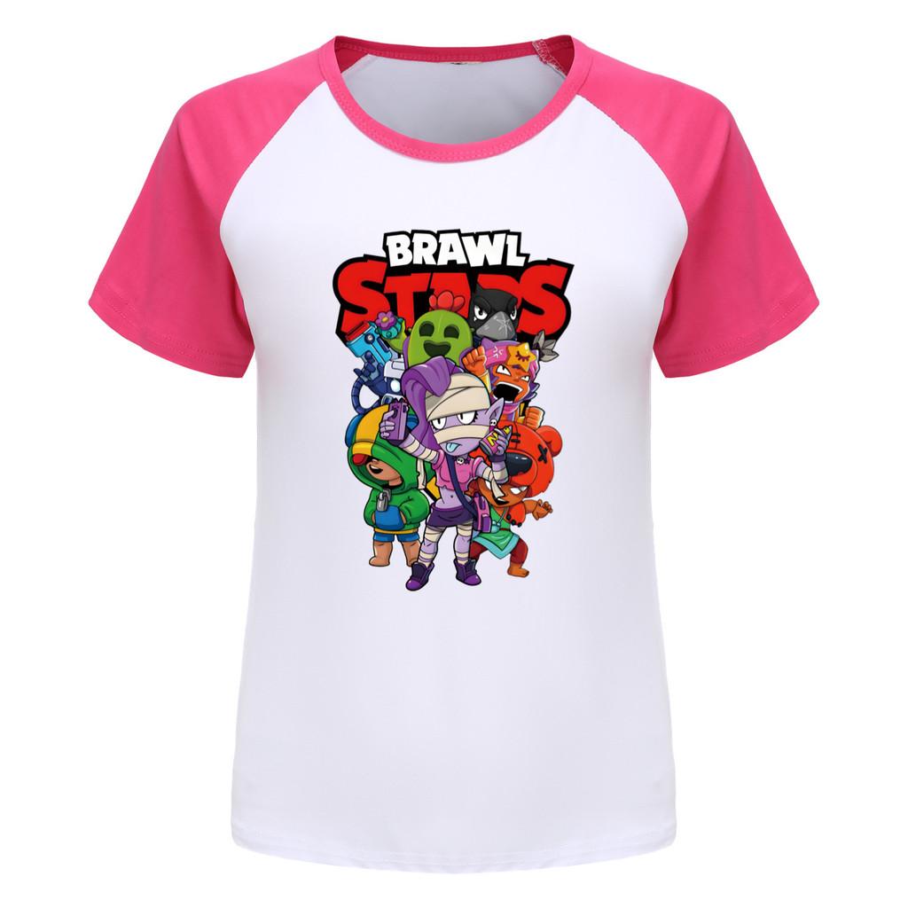 4094 Футболка с принтом Brawl Stars для мальчиков и девочек, с рукавами реглан
