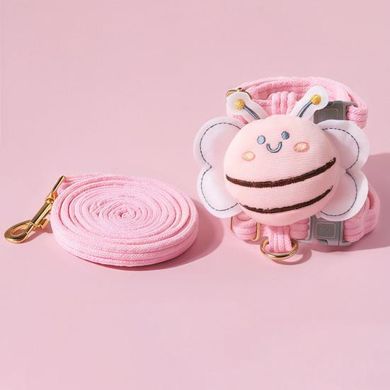 Комплект шлейки и поводка для кошек, регулируемая шлейка для котят с защитой от побега и рисунком пчелы для маленьких и средних кошек и собак на открытом воздухе