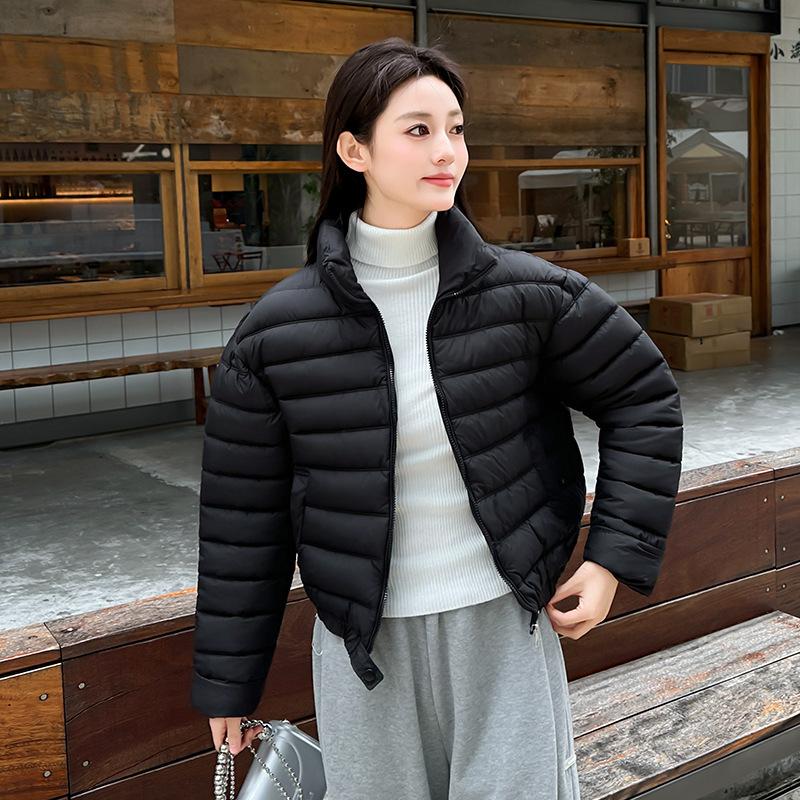 Women's short cotton-padded clothes, light and thin ribs, contrasting colors, student girlfriends, cotton-padded clothes, cotton-padded jack