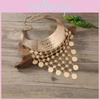 Fashionable Ethnic Style Multi Layer Tassel Design Women Metal Collar Necklace For Ladies Ethnic Style