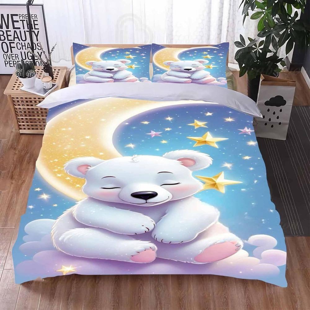 Милый плюшевый мишка Детский Взрослый Пуховый Пододеяльник Мультяшное Животное Постельное белье, Красочный Удобный Полноразмерный Пуховый Пододеяльник Де