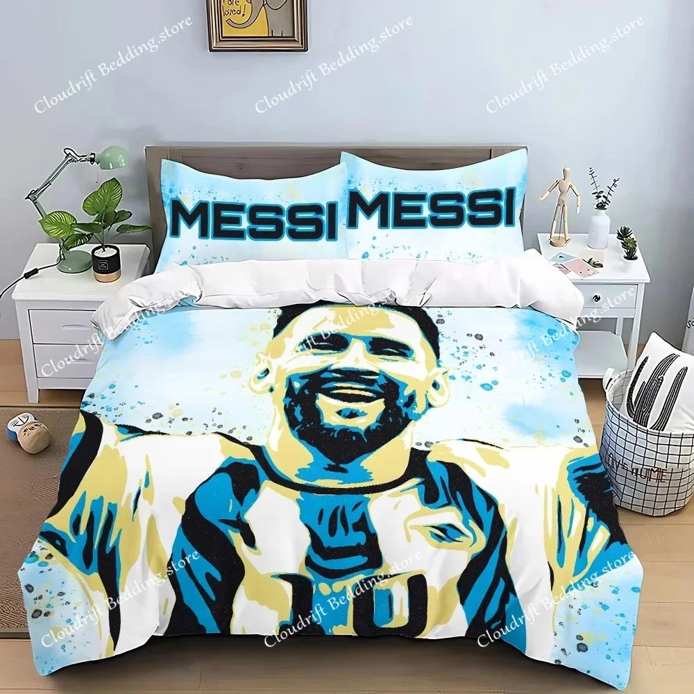 Football Star Duvet Cover Pillowcase M-Messi CR7 Bedding Set Adult Boy Girl Bedroom Decoration Gift Single Double Large Size029