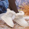 Women Boots Fashionable Bow Round Toe Elegant Snow Boots Winter Flat Wear-resistant Soft Students Plus Velvet Warm Women Shoes