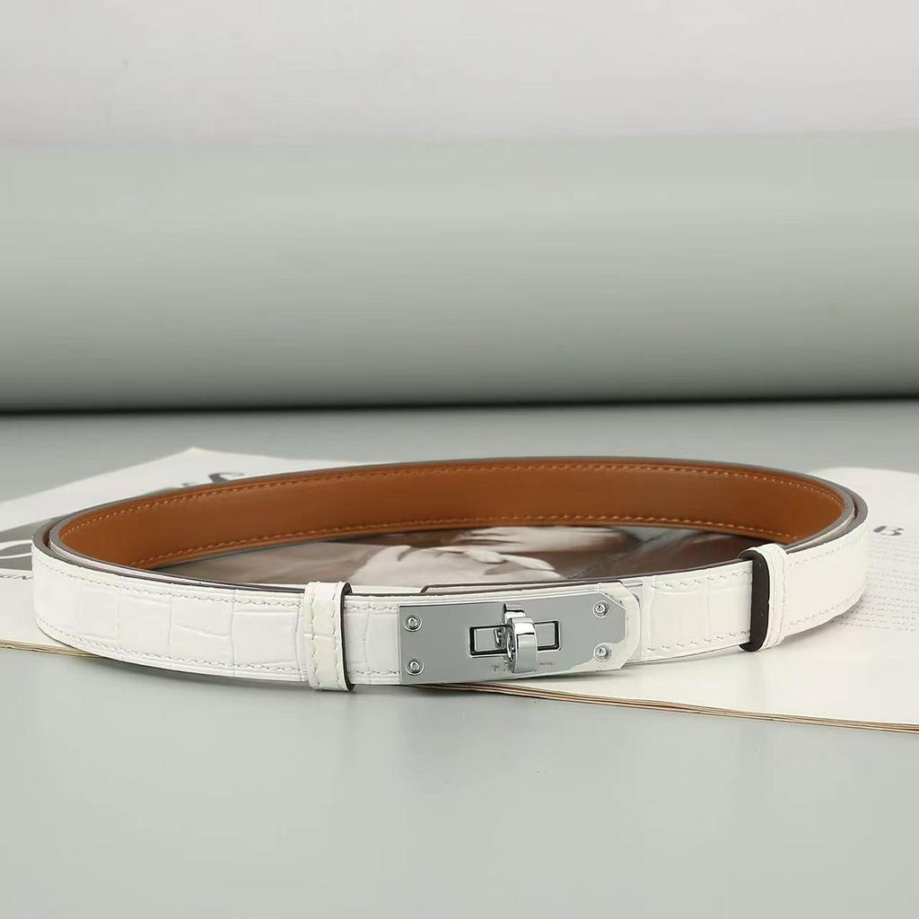 Women's Adjustable Genuine Leather Alligator Pattern Belt