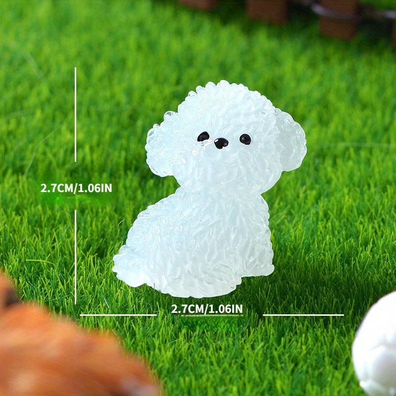 5PCS Night Glow Cute Little Dog Micro Landscape Potted Plant Landscaping Small Ornaments Car Center Console Luminous Dog Decoration Accessories