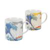Kutani Ware Iwataya Pair of Mugs - Hokusai Wave Pattern K8-908