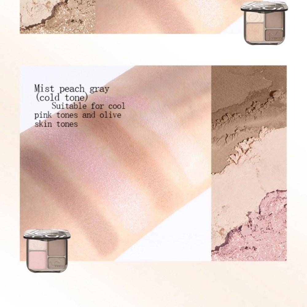 Хайлайтер VEECCI Highlight Contour Palette Matte Brightening Nose Shadow Makeup Natural Color Long Lasting Pearlescent 8g