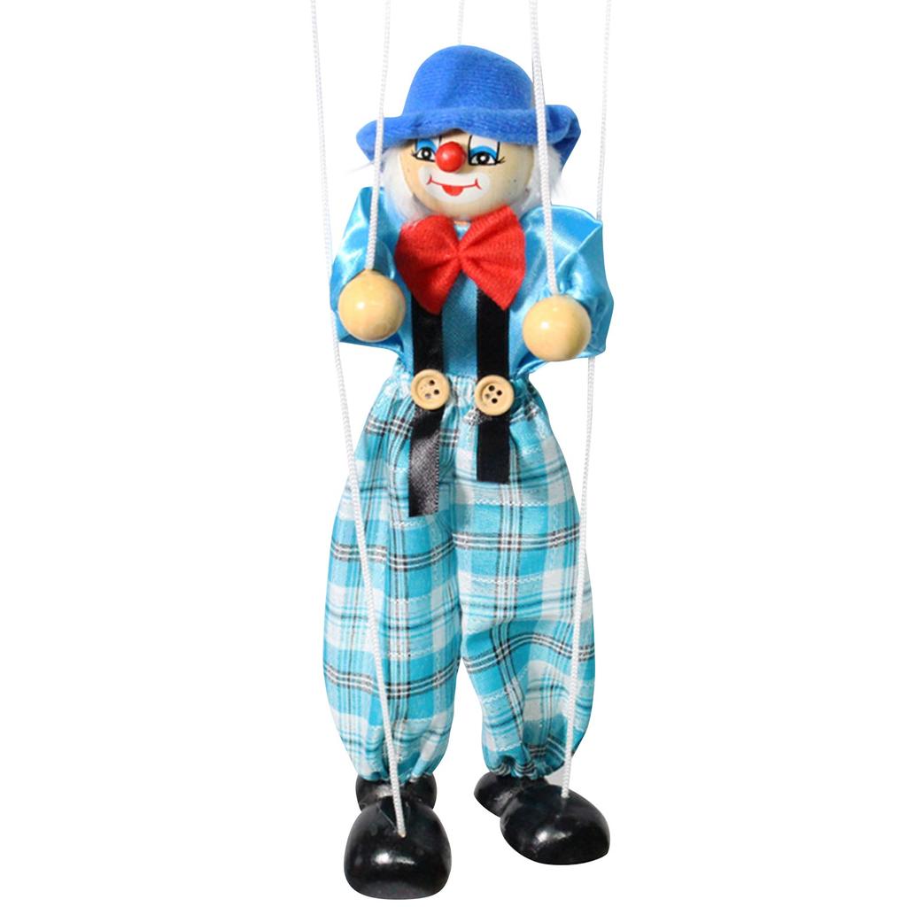 Красочная мини-кукла-марионетка клоуна на веревочке, винтажная, забавная, традиционная, классическая игрушка с подвижными суставами для маленьких мальчиков или девочек