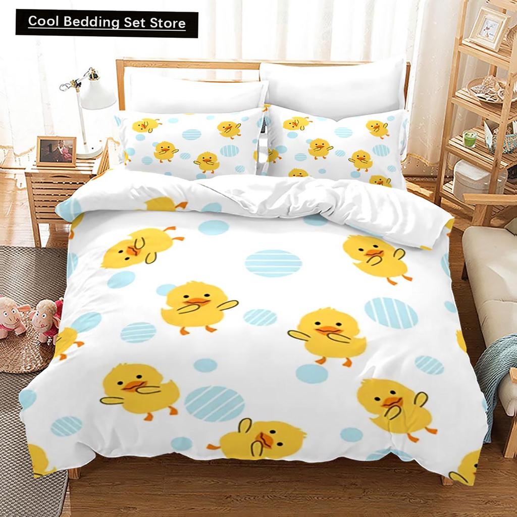 Yellow Duck Bedding Set Single Twin Full Queen King Size Little Duck Bed Set Aldult Kid Bedroom Duvetcover Sets 3D Print 015