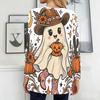 Women Plus Size Round Neck Long Sleeve T Shirt Halloween Dachshund Printed Pockets Loose Top