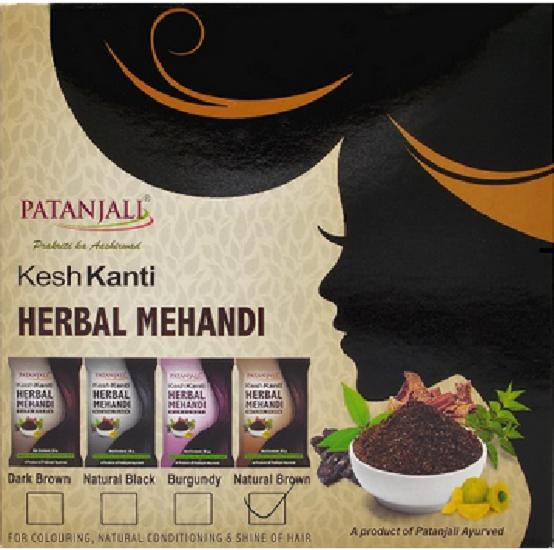 Patanjali Kesh Kanti Травяная Хна Натуральный Коричневый, Темно-коричневый и Натуральный Черный