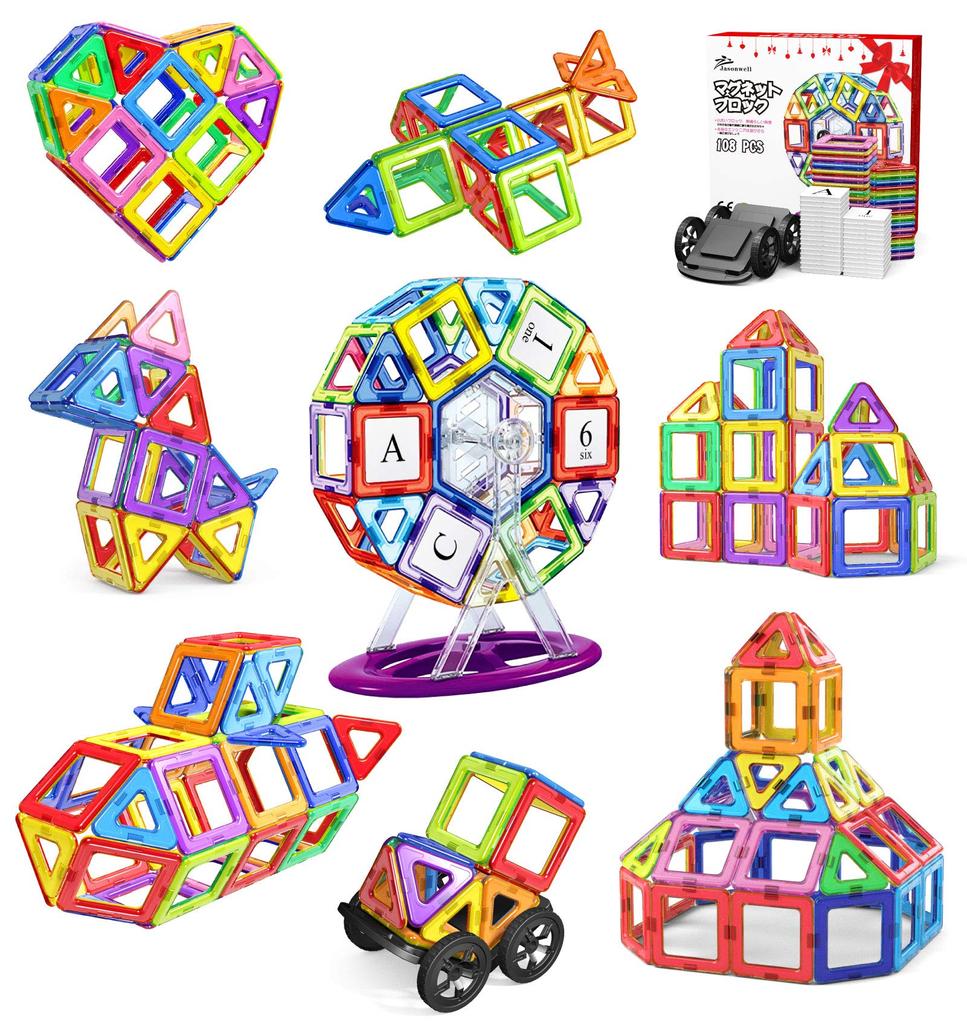 Jasonwell 108pcs Magnetic Blocks Magnetic Toys Magnetic Toys Magnetic Blocks Educational Toys for Toddlers Toys Girls Toys Japanese Package Magnetic