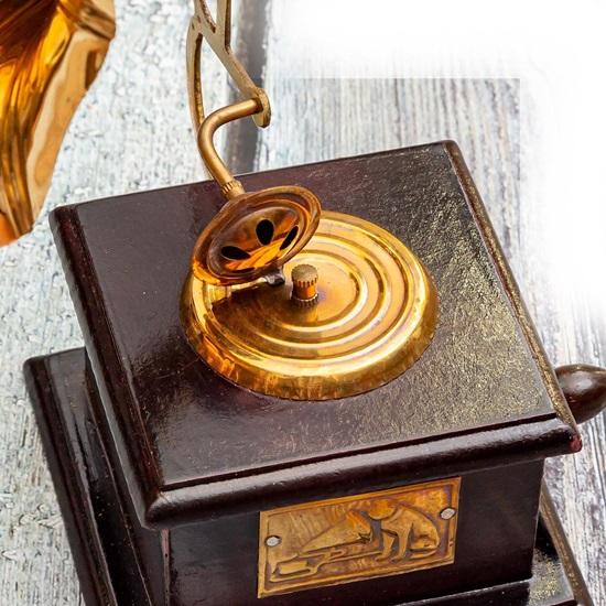 Harmony Brass Miniature Gramophone Showpiece for Elegant Home Decor